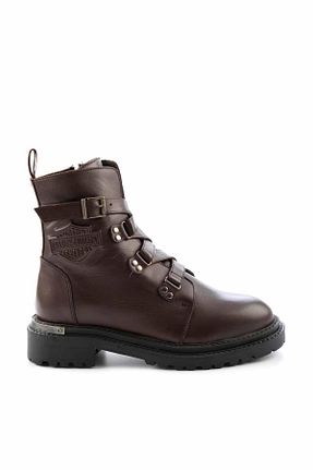 بوت / نیم بوت قهوه ای زنانه چرم خالص Harley Davidson - کد 149977200