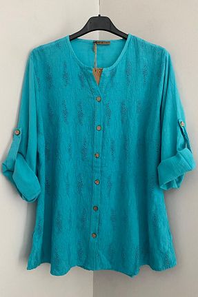 پیراهن فیروزه ای زنانه رگولار AYASOFYA OTANTIK - کد 922232905