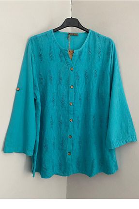 پیراهن فیروزه ای زنانه رگولار AYASOFYA OTANTIK - کد 922232905