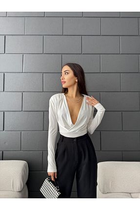 بلوز سفید زنانه چاپی Butik - کد 922236600