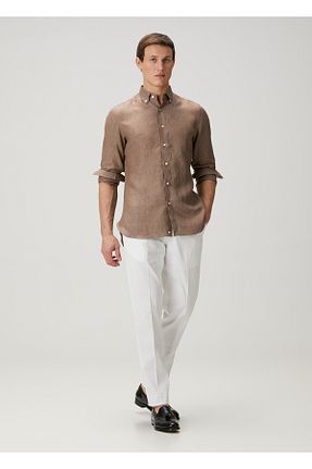 پیراهن قهوه ای مردانه رگولار Isaia - کد 923015013