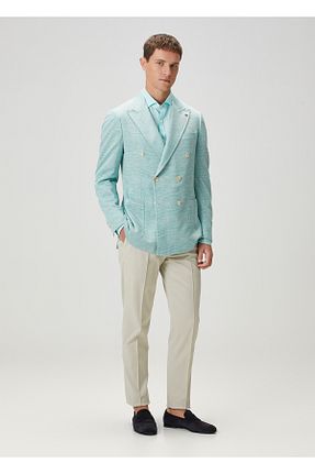 پیراهن فیروزه ای مردانه کتان Isaia - کد 923014944