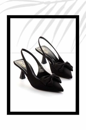 کفش پاشنه بلند کلاسیک مشکی زنانه پارچه Bambi - کد 803470554