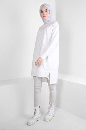 تونیک حجاب سفید زنانه پنبه ای Alvina - کد 790165477