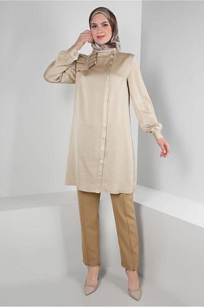 شلوار پارچه ای بژ زنانه بلند Alvina - کد 804944059