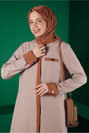 تونیک حجاب قهوه ای زنانه مخلوط پلی استر Alvina - کد 794072967