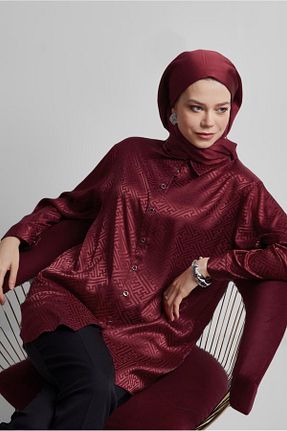 تونیک حجاب زرشکی زنانه مخلوط ویسکون Alvina - کد 922278393