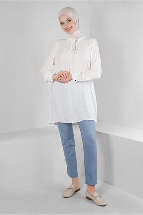 تونیک حجاب سفید زنانه پلی استر Alvina - کد 805630913