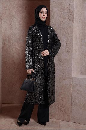 تونیک حجاب مشکی زنانه بافتنی Alvina - کد 818765035