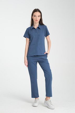 ست بالاتنه و پائین تنه آبی زنانه بافتنی YILMAZ - کد 922335318