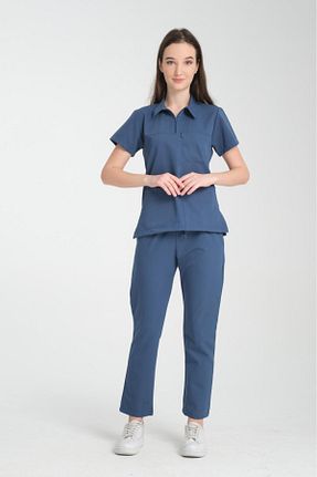 ست بالاتنه و پائین تنه آبی زنانه بافتنی YILMAZ - کد 922335318