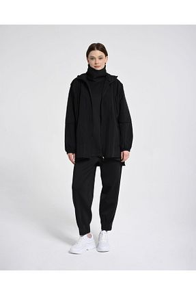بارانی و بادگیر حجاب مشکی اورسایز Monolou - کد 866766796