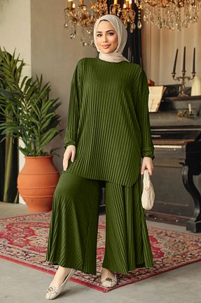 ست بالاتنه و پائین تنه قهوه ای زنانه بافتنی agm - کد 898913395