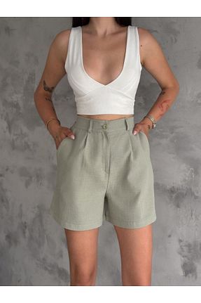 شلوارک و برمودا خاکی زنانه فاق بلند KüButik - کد 922422954
