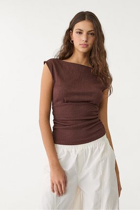 تیشرت قهوه ای زنانه Fitted Stradivarius - کد 922389737