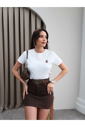 تیشرت سفید زنانه رگولار ESRAHELVACI - کد 922397232