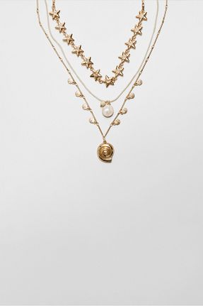 گردنبند جواهر طلائی زنانه آهن Stradivarius - کد 922427246