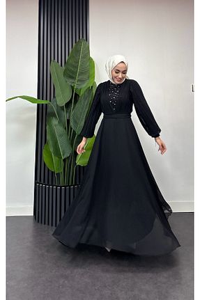 لباس مجلسی حجاب مشکی یقه ایستاده moda zeynaa - کد 906416985