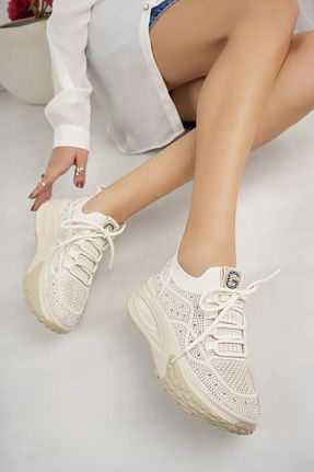 کفش اسنیکر بژ زنانه بند دار Guja - کد 922445496