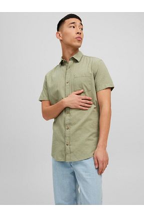 پیراهن سبز مردانه یقه پیراهنی Jack & Jones - کد 699393231