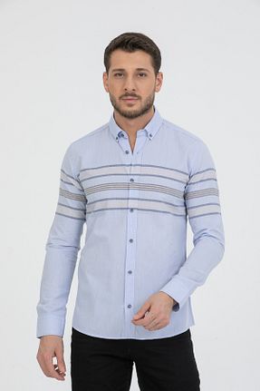 پیراهن آبی مردانه اسلیم فیت Klothy - کد 922435462