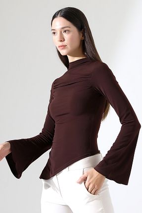 بلوز قهوه ای زنانه ساده Butik Beyza - کد 922467022