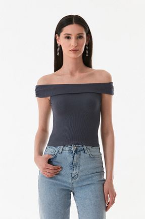 بلوز طوسی زنانه ساده Fullamoda - کد 922462243