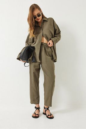 ست بالاتنه و پائین تنه خاکی زنانه بافتنی Bianco Lucci - کد 922464647