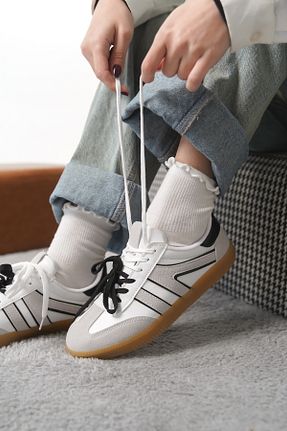 کفش اسنیکر سفید زنانه بند دار BAKGİY - کد 923008244