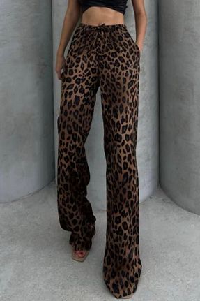 شلوار قهوه ای زنانه ساتن Miss fashion - کد 922477443