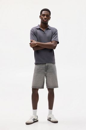 شلوارک و برمودا طوسی مردانه پنبه ای Pull & Bear - کد 922474775