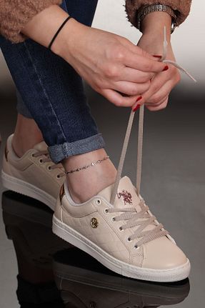 کفش اسنیکر بژ زنانه بند دار U.S. Polo Assn. - کد 639390746
