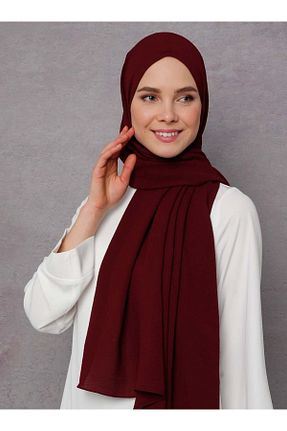 شال زرشکی زنانه پلی استر Tuva Şal - کد 84054527