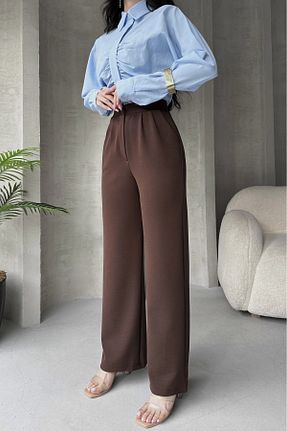 شلوار پارچه ای قهوه ای زنانه بلند PALAZZO - کد 288574752