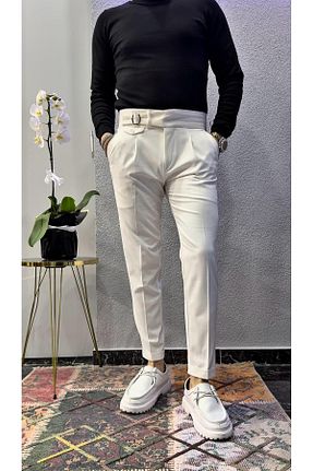 شلوار پارچه ای سفید مردانه کمر دار MODA - کد 922484751