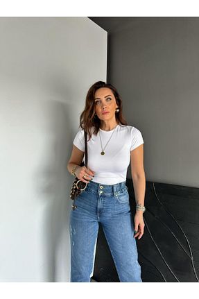 تیشرت سفید زنانه رگولار Zerrincan Giyim - کد 922481233
