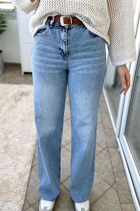 شلوار جین آبی زنانه پاچه لوله تفنگی KUBOS MODA - کد 902391997