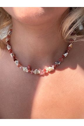 گردنبند جواهر نارنجی زنانه سنگ طبیعی JEWELRY - کد 922493704