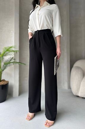 شلوار پارچه ای مشکی زنانه بلند PALAZZO - کد 288521439