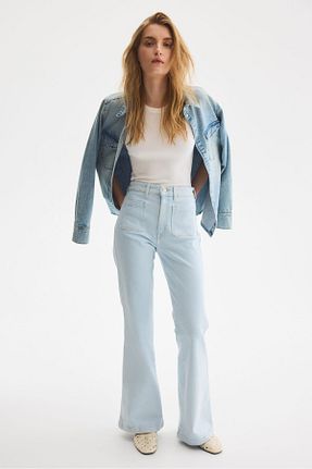 شلوار جین آبی زنانه پاچه گشاد H&M - کد 922491532