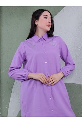 تونیک حجاب بنفش زنانه بافتنی Por La Cara - کد 839639421