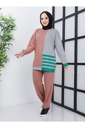 ست بالاتنه و پائین تنه حجاب صورتی زنانه رگولار SAHRA BUTİK - کد 857364127