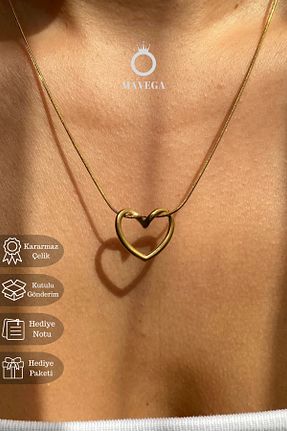 گردنبند استیل ( فولاد ) زرد زنانه استیل ضد زنگ MAVEGA - کد 881807133