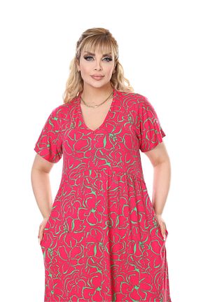 لباس سایز بزرگ صورتی زنانه ویسکون MELSAY - کد 814549627