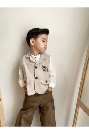 ست بالاتنه و پائین تنه قهوه ای بچه گانه بافتنی miabambim - کد 922372591