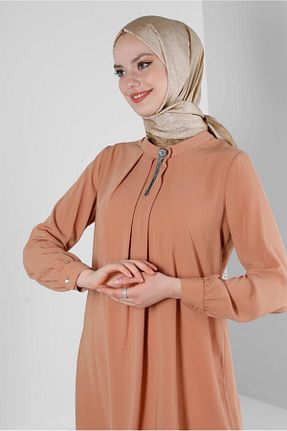 تونیک حجاب قهوه ای زنانه پلی استر Alvina - کد 805630916