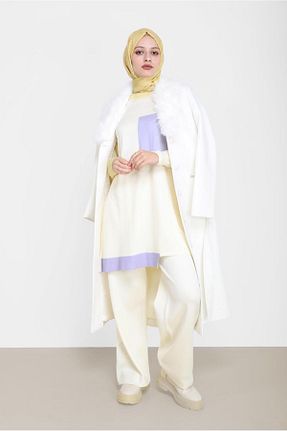 ست بالاتنه و پائین تنه حجاب سفید زنانه رگولار Alvina - کد 803863935