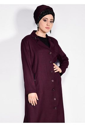 مانتو بلند حجاب زرشکی زنانه Alvina - کد 865662540