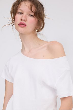 تیشرت سفید زنانه رگولار Addax - کد 922664281