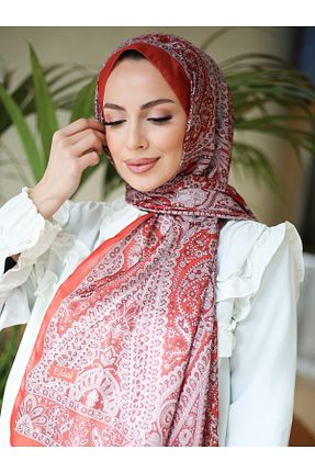 روسری قرمز پنبه پلی استر efdal şal eşarp - کد 922680347
